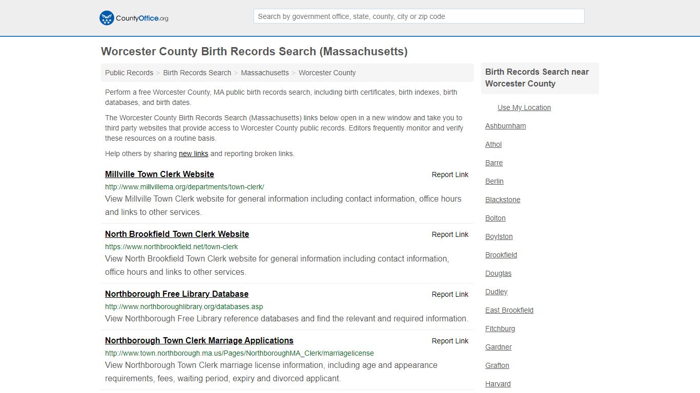 Birth Records Search - Worcester County, MA (Birth ...