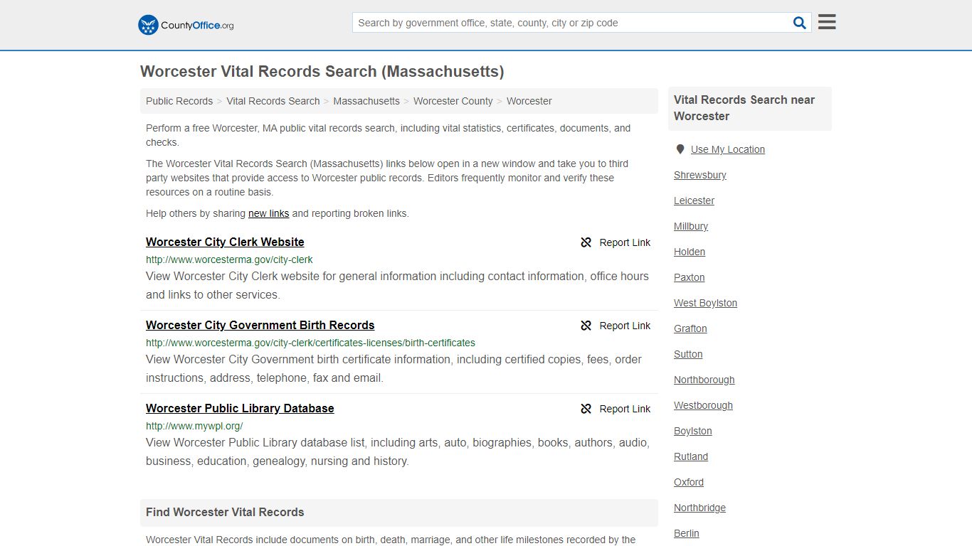 Vital Records Search - Worcester, MA (Birth, Death ...